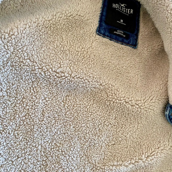 Hollister Sherpa Denim Jacket Mens Lined Trucker Coat Y2K EUC
